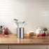 KSENDALO Stainless Steel Utensil Holder - 6.6inch Tall Kitchen Utensil Holder with Weighted Base - Brushed Finish Metal Canister for Silverware Utensil Storage, 5inch Wide Utensil Rack, Silver