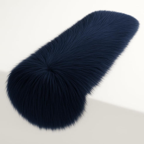 FabricLA Navy Blue Faux Fur Accent Cut 12 x 90 Inches with