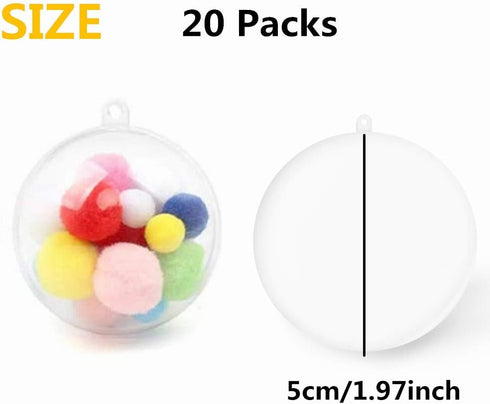 20 Pack Clear Plastic Fillable Ornament Balls - Sweetfamily DIY Christmas Decorations, Transparent Ball Gifts for