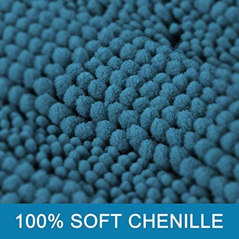 H.VERSAILTEX 2 Piece Bathroom Set - Super Absorbent Chenille Striped Bath Mats - Non Skid Machine Wash Dry Rugs