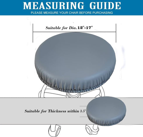 HFCNMY 12-17 Inch (2Pcs, Stretch PU Round Bar Stool Covers, Waterproof Seat Covers, Washable Cushion Slipcovers