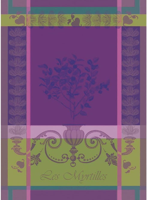 Garnier Thiebaut Myrtilles Violet French Kitchen Towel, 22"x30", Cotton, Jacquard