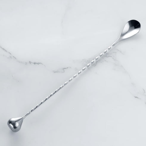 Homestia Bar Spoon Cocktail Mixing Stirrers - 12 Inches 304 Stainless Steel - Bottom Weighted Muddler Function, Silver