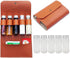 Portable Spice Bag for Travel, Camping Spice Kit with 5 Jars, Foldable Leather Seasoning Storage Bag