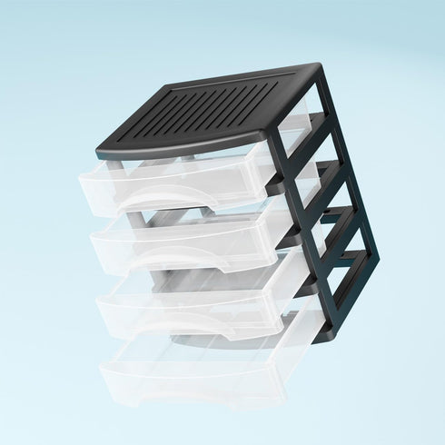 BYCY 4-Drawer Clear Stacking Desktop Organizer for Office Supplies, Stackable Plastic Storage Bins for Small Business &