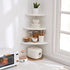 7in) Corner Shelf, White Solid Oak Wood Floating Corner Shelves Wall Mount Round End Floating Speaker Rack Display