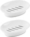 WYOK 2-Pack Soap Dish with Drain, Plastic Sponge Holder, Easy Cleaning Soap Saver Tray for Bathroom