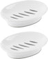 WYOK 2-Pack Soap Dish with Drain, Plastic Sponge Holder, Easy Cleaning Soap Saver Tray for Bathroom