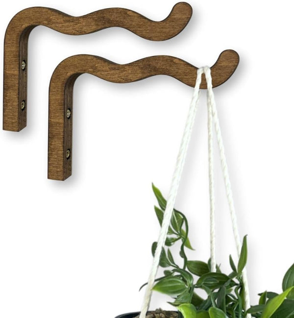 EvenWood 2-Piece Set of Wavy Wooden Wall Planters for Indoor Plants 6