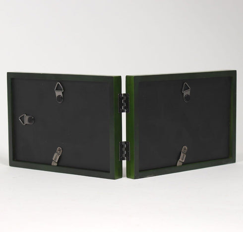 Lawrence Frames Collection Hinged Double Horizontal Wood Picture Frame, Green, 4 by 6-Inch