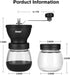 Manual Coffee Grinder with Burr, Coffee Bean Grinder for Espresso, French Press, Cold Brew, Includes 2 Glass Jars (11oz Each) and Brush, Hand coffee Grinder for Home, Camping, Travel by QIYUEXES