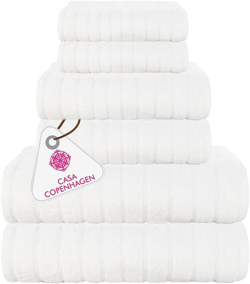 CASA COPENHAGEN Ecstatic 6Pcs 100% Egyptian Cotton Large Designer Towels Gift Set-