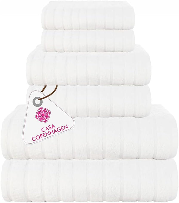 CASA COPENHAGEN Ecstatic 6Pcs 100% Egyptian Cotton Large Designer Towels Gift Set-