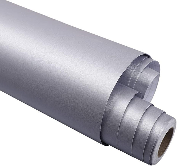 Self Adhesive Brushed Silver Stainless Steel Contact Paper for Appliances, 15.7x117 Inches, Kitchen Countertop