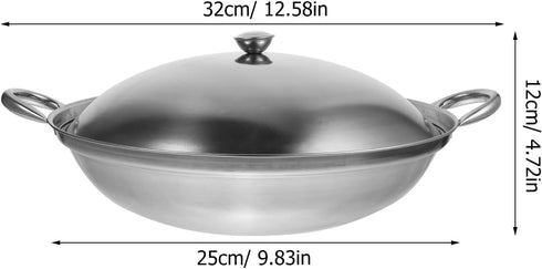 Stainless Steel Seafood Pot with Handle Cooking Pot Steel Frying Pan Flat Base Hot- pot for Noodle Ramen Dry Cooking Pan by SHERCHPRY