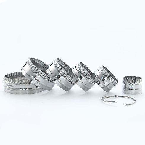 Fluted Cookie Cutters Set of 6 Pieces, Round Biscuit Cutters, Double Sided Stainless Steel