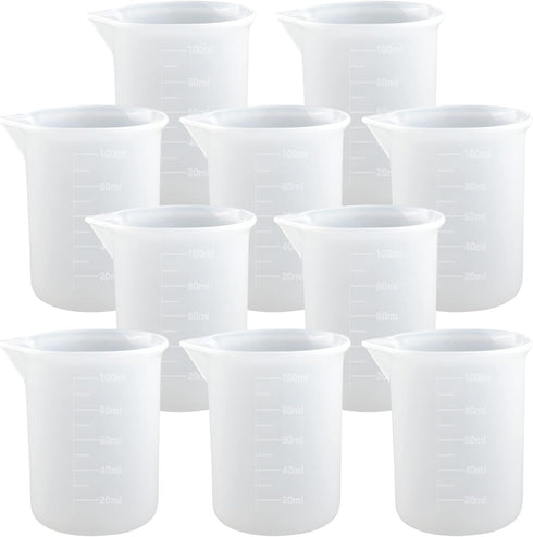 10 PCS 100ml Silicone Measuring Cups for Resin, Non-Stick Mixing Cups with Precise Scale for DIY Craft Jewelry