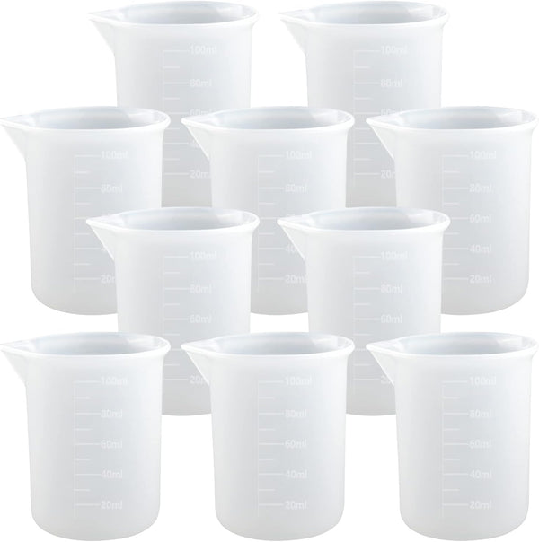 10 PCS 100ml Silicone Measuring Cups for Resin, Non-Stick Mixing Cups with Precise Scale for DIY Craft Jewelry