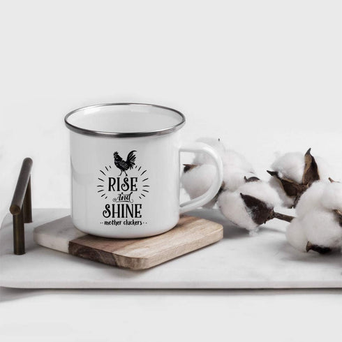 Andaz Press 11oz. Stainless Steel Hot Chocolate Campfire Coffee Mug, Rise And Shine Mother Cluckers, 1-Pack, Chicken