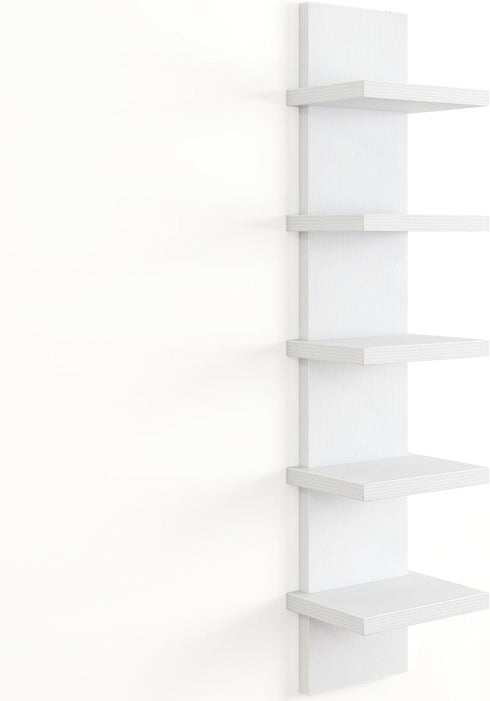 Fun Memories 5 Tier Wall Shelf Unit, White Floating Shelves for Storage