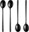 Steel Black Soup Spoon, Long Handled Great Circle Spoons, 4 Pieces, 8.7x1.6 Inches