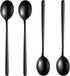 Steel Black Soup Spoon, Long Handled Great Circle Spoons, 4 Pieces, 8.7x1.6 Inches