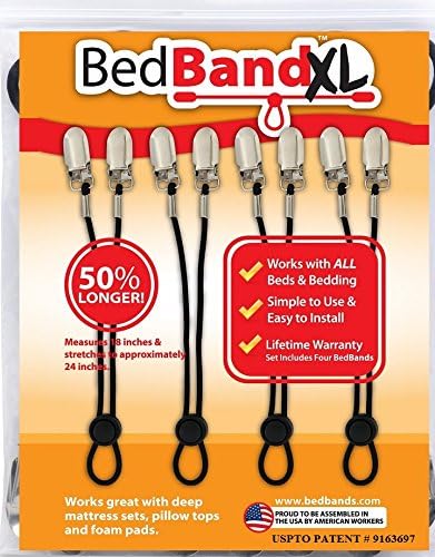 Bed Bandxl - USA Worker Assembled, 50% Longer, Smooth Sheets on Any Bed, Bed Sheet Band, Holder, Gripper