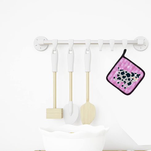 Caroline's Treasures BB7162PTHD Cow on Pink Polkadots Pot Holders - Heat Resistant Kitchen Hot Pads, 7 1/2 x 7 1/2