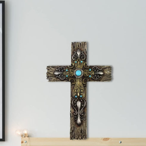 Comfy Hour Faith and Hope Collection, Polyresin Wall Hanging Cross (Multi-Color)