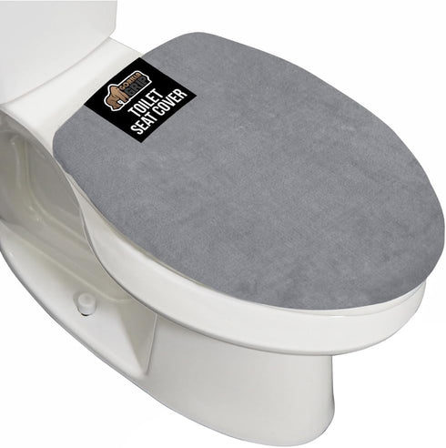 GORILLA GRIP Thick Memory Foam Toilet Lid Seat Cover, Soft Velvet, Machine Wash, Graphite, 19.5x18.5