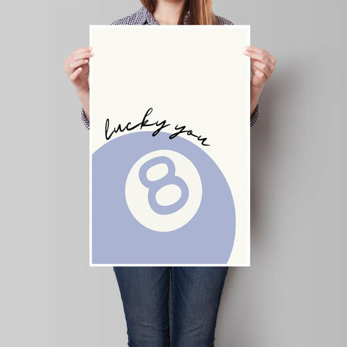 Exaricucer 8 20x30inch Funny Ball Posters Blue Lucky You Girly Wall Decor Coquette Pool Balls Art Trendy College Dorm