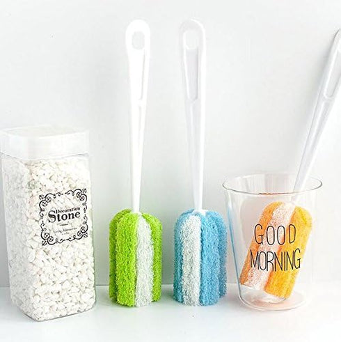 3PCS Soft Hanging Sponge Cleaning Brush, Long Handle Scrubber for Cup, Bottle, and Baby Bottles
