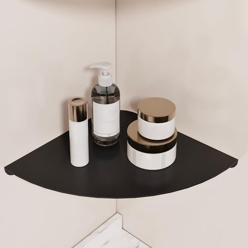 1 Small Floating Corner Shelves Metal Corner Wall Mounted Shelf Curved Corner Hanging Shelving for Bathroom, Kitchen