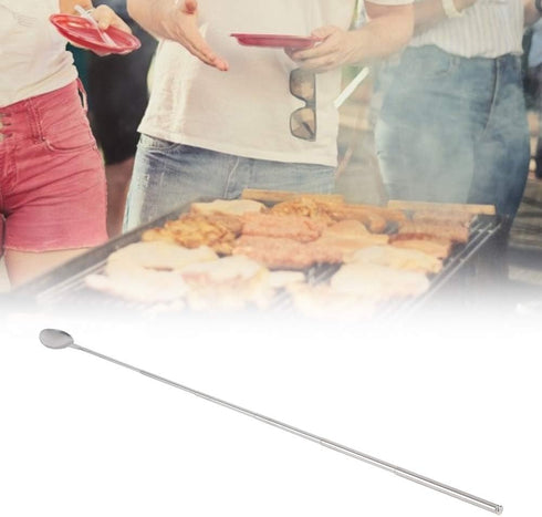 24 Inches Stainless Steel Mixing Spoon, Long Telescopic Stirring Spoon for Barbecue Tableware Supplies