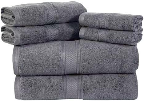 HILLFAIR Premium 600 GSM - 6 Piece Towel Set- 2 Bath, 2