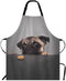 Beabes Pug Puppies Series Kitchen Apron Bib Apron for Chef, Restaurant, Home Cleaning