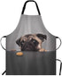 Beabes Pug Puppies Series Kitchen Apron Bib Apron for Chef, Restaurant, Home Cleaning