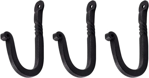 Renovators Supply Black Wrought Iron Bathroom Hooks, 3.5 in., Pack of 3