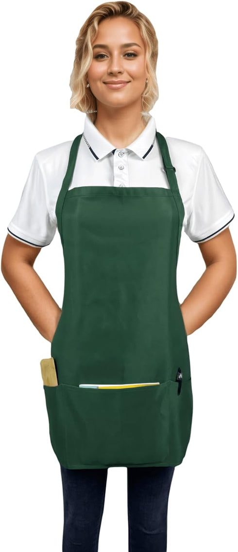3 Adjustable Waterproof Aprons with Pockets for Men Women, Server Apron for Kitchen Cooking Gardening Restaurant