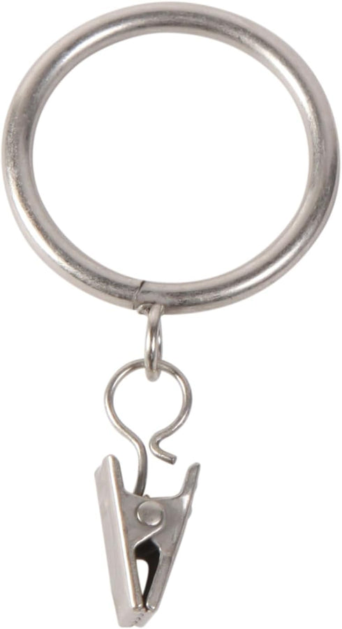 Kenney Classic Clip Rings, Satin Nickel, for Rods up to 1-Inch Diameter, 7-Pack