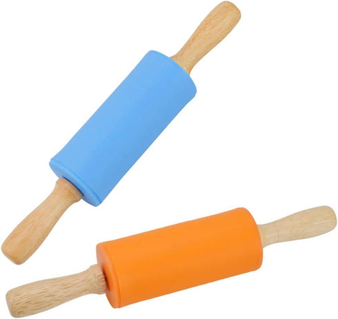 Koogel 9 Inch Mini Rolling Pin - 2 PCS Wooden Handle Rolling Pin for Kids Dough Rollers in Home Kitchen