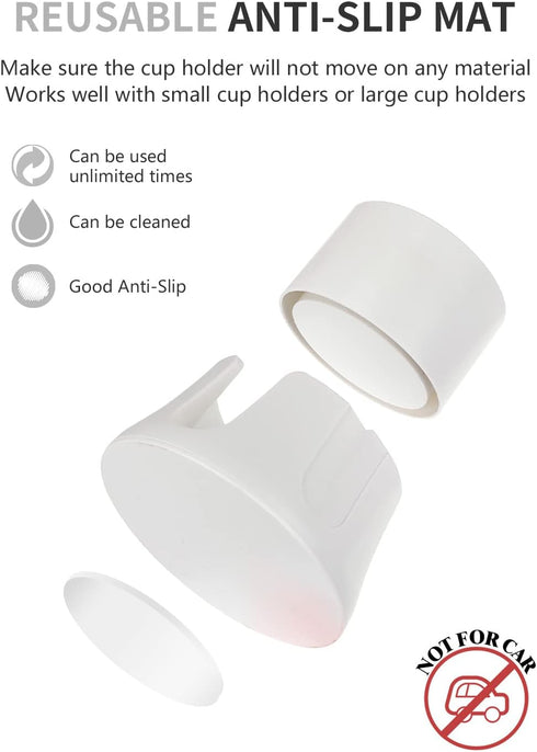 Anti-Spill Cup Holder, Drink Coaster with Anti-Slip Mat for Home Office Outdoors (White)
