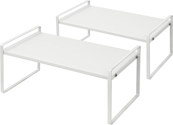 Nxconsu 2Pack Cabinet Shelves, Stackable Shelf Organizer Rack for Kitchen Pantry, Heavy Duty Metal Nonslip (White)