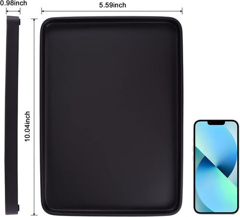 Large Resin Bathroom Sink Vanity Tray, Decorative Rectangle Organizer for Countertop, Perfume Tray (Black)