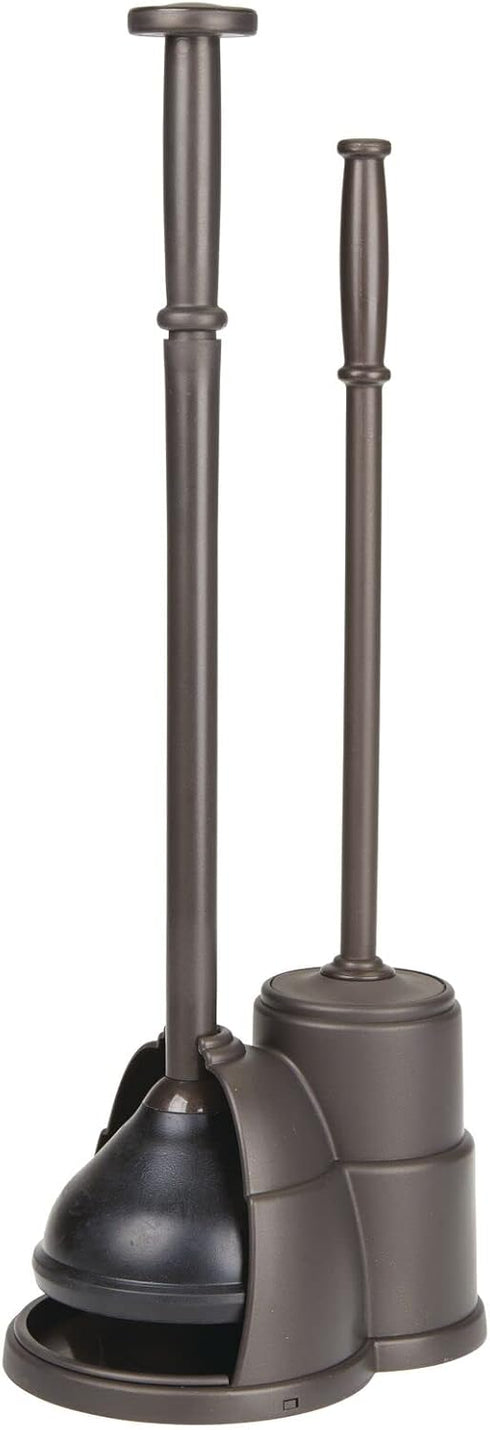 mDesign Plunger and Brush Set for Toilet Bowl - Hidden, Modern Toilet