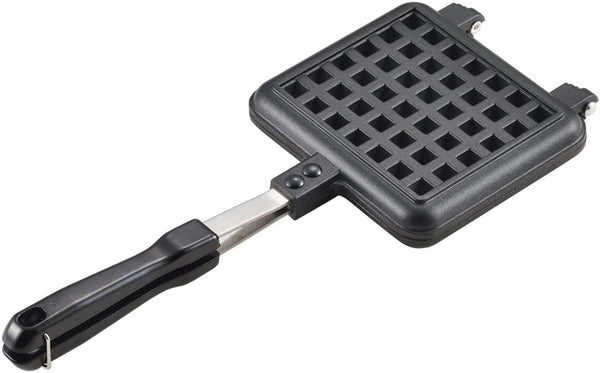 Yoshikawa SJ2275 Waffle Maker, Single, Black, Fluorine Treatment for Gas Stoves, 13.6 x 5.6 x 1.3 inches