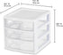 Sterilite Clearview Plastic Multipurpose Small 3 Drawer Desktop Storage Unit, White, 6 Pack