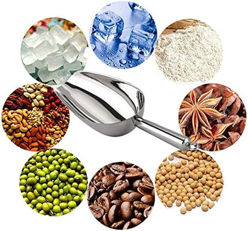 Ice Scoop 12oz, 11 Inch Medium Stainless Steel Food Scoops for Kitchen, Party, Bar, Wedding - Heavy Duty