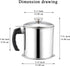 48 oz 1. Kyraton Bacon Grease Container With Strainer, Stainless Steel Oil Container, Pot Fat Storage With Lid, Easy