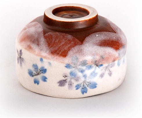 Happy Sales HSMB-BLFW4 Authentic Japanese Traditional Matcha Bowl Chawan, Handcrafted in Japan, Blue Purple Cherry